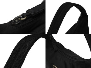 PRADA プラダ ホーボー ワンショルダーバッグ MV515 トライアングルロゴ ナイロン ブラック 美品 中古 4b004994
