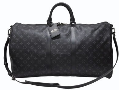 新品同様 LOUIS VUITTON ルイヴィトン キーポル バンドリエール55 ボストンバッグ M40605 イニシャル入り モノグラム エクリプス 中古 4b004998