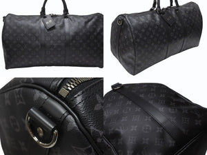 新品同様 LOUIS VUITTON ルイヴィトン キーポル バンドリエール55 ボストンバッグ M40605 イニシャル入り モノグラム エクリプス 中古 4b004998