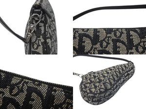 ChristianDior クリスチャンディオール サドルポーチ ワンショルダーバッグ MC 1002 トロッター エンボスロゴ ブラック 美品 中古 4b005000