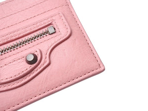 新品同様 BALENCIAGA バレンシアガ Le City ルシティ パスケース カードホルダー チャーム付き 2000008574198 ラムスキン ピンク 中古 4b005002