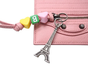 新品同様 BALENCIAGA バレンシアガ Le City ルシティ パスケース カードホルダー チャーム付き 2000008574198 ラムスキン ピンク 中古 4b005002