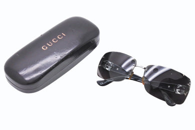 極美品 GUCCI グッチ リムレス サングラス メガネ イタリア製 プラスチック メタル ブラック シルバー金具 サイズ62◻︎14 130 中古 4b005003