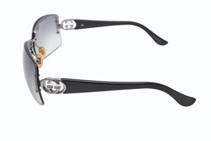 極美品 GUCCI グッチ リムレス サングラス イタリア製 プラスチック メタル ブラックシルバー金具 サイズ62◻︎14 130 中古 4b005003 