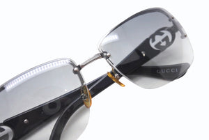 極美品 GUCCI グッチ リムレス サングラス イタリア製 プラスチック メタル ブラックシルバー金具 サイズ62◻︎14 130 中古 4b005003 