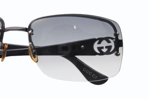 極美品 GUCCI グッチ リムレス サングラス イタリア製 プラスチック メタル ブラックシルバー金具 サイズ62◻︎14 130 中古 4b005003 