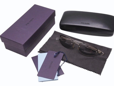 PRADA プラダ サングラス メガネ SPR 93A イタリア製 プラスチック メタル クリア グレー シルバー金具 美品 中古 4b005004