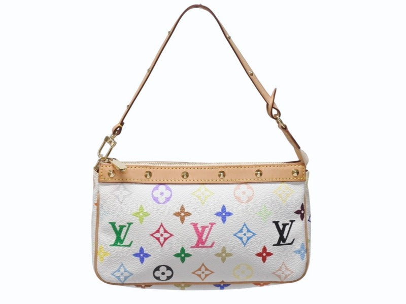 極美品 LOUIS VUITTON ルイヴィトン ポシェット アクセソワール アクセサリーポーチ M92649 モノグラム マルチカラー 村上隆 中古 4b005008