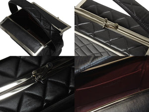 CHANEL シャネル バニティバッグ ハンドバッグ 4番台 ココマーク ラムスキン キルティング ブラック シルバー金具 美品 中古 4b005011