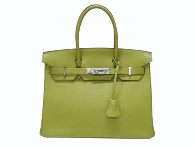 極美品 HERMES エルメス BIRKIN バーキン 30 ハンドバッグ シェーブル アニスグリーン ◻︎I刻印 シルバー金具 内縫い 中古 4b005012