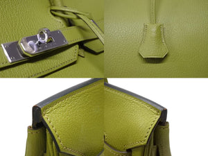 極美品 HERMES エルメス BIRKIN バーキン 30 ハンドバッグ シェーブル アニスグリーン ◻︎I刻印 シルバー金具 内縫い 中古 4b005012