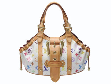 極美品 LOUIS VUITTON ルイヴィトン テダPM ハンドバッグ M92348 モノグラム マルチカラー ホワイト 村上隆 中古 4b005013
