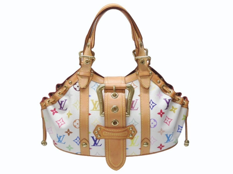 極美品 LOUIS VUITTON ルイヴィトン テダPM ハンドバッグ M92348 モノグラム マルチカラー ホワイト 村上隆 中古 4b005013