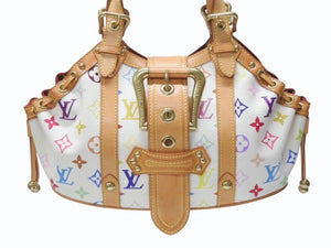 極美品 LOUIS VUITTON ルイヴィトン テダPM ハンドバッグ M92348 モノグラム マルチカラー ホワイト 村上隆 中古 4b005013