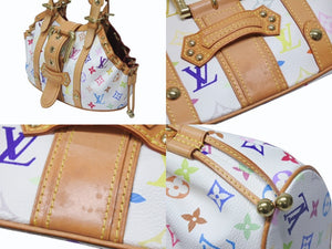 極美品 LOUIS VUITTON ルイヴィトン テダPM ハンドバッグ M92348 モノグラム マルチカラー ホワイト 村上隆 中古 4b005013
