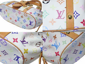 極美品 LOUIS VUITTON ルイヴィトン テダPM ハンドバッグ M92348 モノグラム マルチカラー ホワイト 村上隆 中古 4b005013