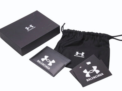 新品未使用 BALENCIAGA × UNDER ARMOUR バレンシアガ アンダーアーマー 25 Spring Collection ロゴ カードケース ブラック カーフスキン 817719 2ABLN 1000 中古 4b005018