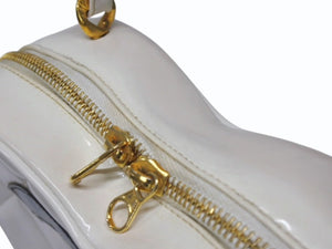 CHANEL シャネル ヴィンテージ ハートバニティバッグ 3番台 チェーンハンドル ココマーク ホワイト パテント 美品 中古 4b005021