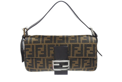 FENDI フェンディ マンマバケット ワンショルダーバッグ 26424 ズッカ柄 キャンバス レザー ブラウン シルバー金具 美品 中古 4b005922