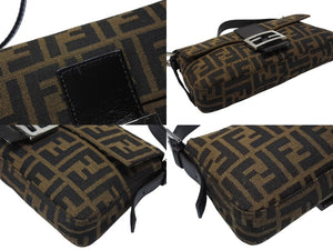 FENDI フェンディ マンマバケット ワンショルダーバッグ 26424 ズッカ柄 キャンバス レザー ブラウン シルバー金具 美品 中古 4b005922