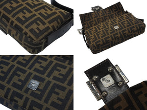 FENDI フェンディ マンマバケット ワンショルダーバッグ 26424 ズッカ柄 キャンバス レザー ブラウン シルバー金具 美品 中古 4b005922