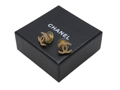 極美品 CHANEL シャネル ココマーク ピアス 両耳 アクセサリー 07A刻印 5.2g GP マットゴールド 中古 4b005024