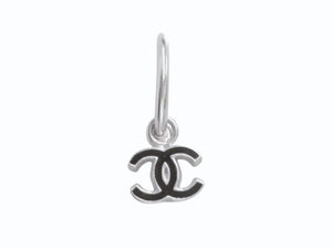 極美品 CHANEL シャネル ココマーク ピアス 両耳 フープ ぶら下がり 08P刻印 2.9g メタル シルバー 中古 4b005026