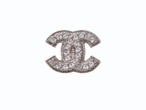 極美品 CHANEL シャネル ココマーク ピアス 両耳 アクセサリー A12V刻印 3.6g メタル ラインストーン シルバー 中古 4b005027