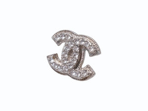 極美品 CHANEL シャネル ココマーク ピアス 両耳 アクセサリー A12V刻印 3.6g メタル ラインストーン シルバー 中古 4b005027