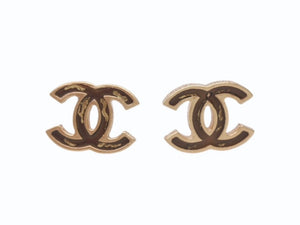 極美品 CHANEL シャネル ピアス アクセサリー ココマーク 両耳 05A刻印 GP ゴールド ブラウン 5.3g 中古 4b005028