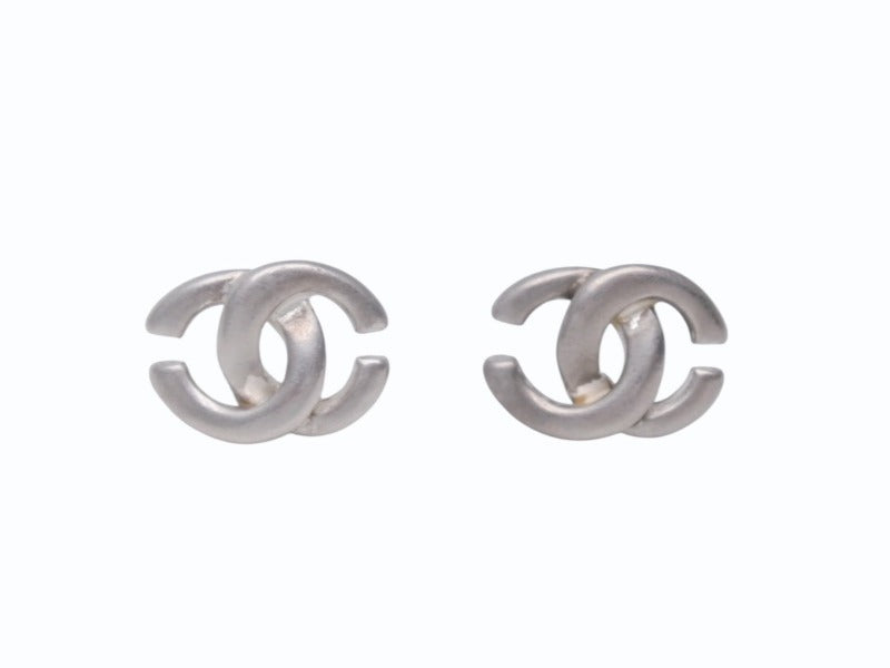 極美品 CHANEL シャネル ココマーク ピアス 両耳 アクセサリー 01A刻印 メタル シルバー 3.0g 中古 4b005030