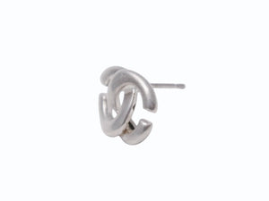 極美品 CHANEL シャネル ココマーク ピアス 両耳 アクセサリー 01A刻印 メタル シルバー 3.0g 中古 4b005030