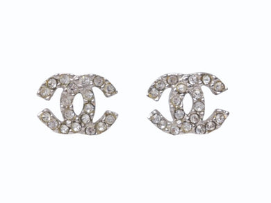 CHANEL シャネル ココマーク ピアス 重量約3.4g 03A刻印 ラインストーン メタル シルバー クリア 両耳用 美品 中古 4b005031