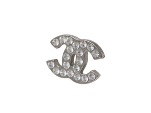 CHANEL シャネル ココマーク ピアス 重量約3.5g 09V刻印 ラインストーン メタル シルバー クリア 両耳用 良品 中古 4b005034