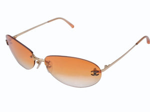 CHANEL シャネル ココマーク リムレス サングラス 4013 GP オレンジ ゴールド金具 サイズ59◻︎16 130 美品 中古 4b005035