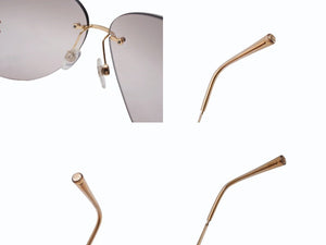 極美品 CHANEL シャネル リムレス ココマーク サングラス メガネ 4108-B GP ラインストーン ブラウン ゴールド金具 中古 4b005036