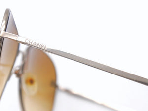 CHANEL シャネル ティアドロップ サングラス ココマーク 4189 イタリア製 メタル ブラウン シルバー金具 美品 中古 4b005037