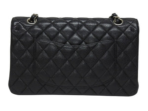 CHANEL シャネル マトラッセ25 チェーンショルダーバッグ ココマーク 21番台 キャビアスキン ブラック シルバー金具 美品 中古 4b005040