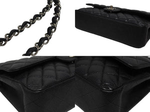 CHANEL シャネル マトラッセ25 チェーンショルダーバッグ ココマーク 21番台 キャビアスキン ブラック シルバー金具 美品 中古 4b005040