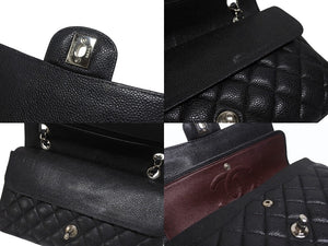 CHANEL シャネル マトラッセ25 チェーンショルダーバッグ ココマーク 21番台 キャビアスキン ブラック シルバー金具 美品 中古 4b005040