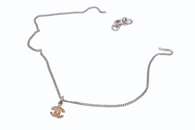 極美品 CHANEL シャネル ネックレス アクセサリー ココマーク 04P刻印 15g ラインストーン メタル シルバー オレンジ 中古 4b005042