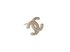 CHANEL シャネル ココマーク ピアス 重量約2.9g F14V刻印 ラインストーン メタル GP ゴールド クリア 両耳用 美品 中古 4b005043