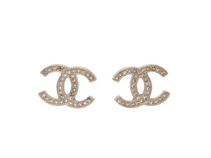 CHANEL シャネル ココマーク ピアス 重量約2.9g F14V刻印 ラインストーン メタル GP ゴールド クリア 両耳用 美品 中古 4b005043