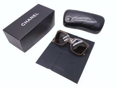 極美品 CHANEL シャネル サングラス チェーンテンプル 5325A プラスチック メタル ブラウン シルバー金具 54◻︎17 140 中古 4b005045