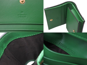未使用 GUCCI グッチ GGマトラッセ 二つ折り財布 723786 UM8IG 3219 GGマトラッセレザー グリーン ゴールド金具 中古 4b005047 