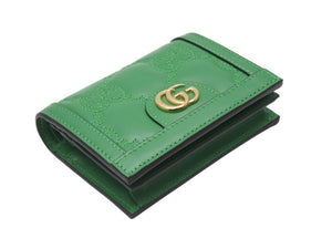 未使用 GUCCI グッチ GGマトラッセ 二つ折り財布 723786 UM8IG 3219 GGマトラッセレザー グリーン ゴールド金具 中古 4b005047 