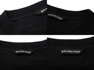 極美品 BALENCIAGA バレンシアガ クルーネックカットソー ロゴプリント 641667TJVL4 コットン ブラック サイズM 中古 4b005049