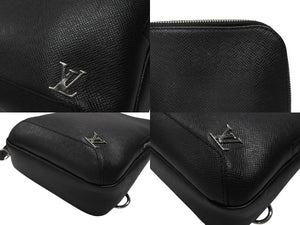 LOUIS VUITTON ルイヴィトン タイガ アヴェニュー スリングバッグ ボディバッグ M30443 ブラック シルバー金具 美品 中古 4b005050