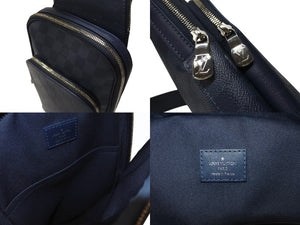 LOUIS VUITTON ルイヴィトン ダミエアンフィニ アヴェニュー スリングバッグ ボディバッグ N40439 ネイビー シルバー金具 美品 中古 4b005051