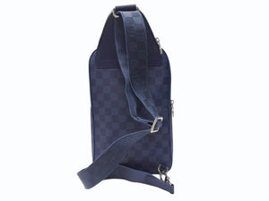 LOUIS VUITTON ルイヴィトン ダミエアンフィニ アヴェニュー スリングバッグ ボディバッグ N40439 ネイビー シルバー金具 美品 中古 4b005051